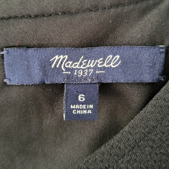 Madewell Folio Tiered Crepe Short Sleeve Hi-Lo Solid Black Mini Dress Size 6 nov - Picture 12 of 14